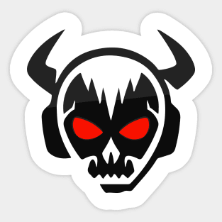 Horned skull with headphones and red eyes Sticker